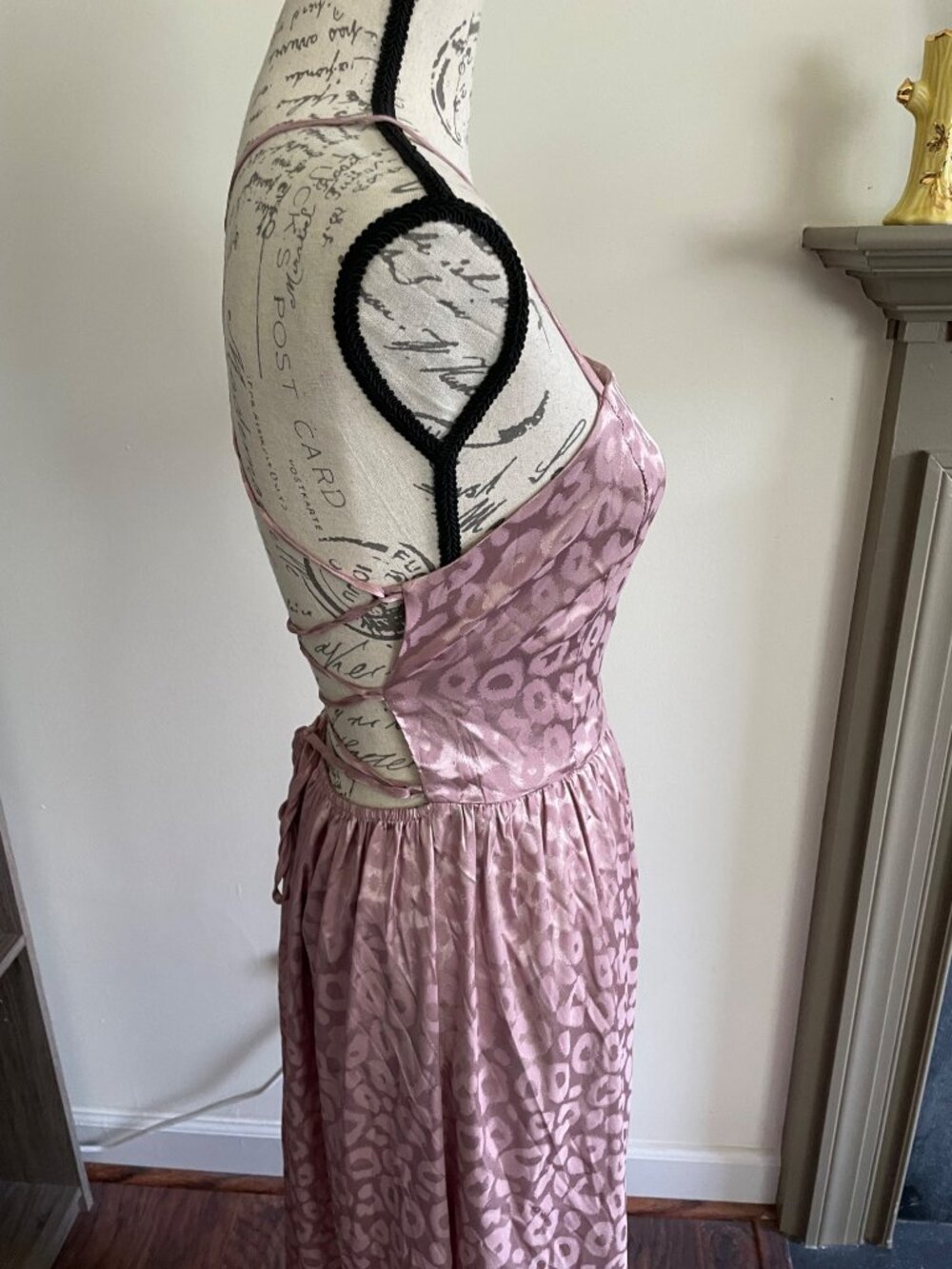 Vine & Love Dress Backless Blush Pink Maxi Length Spaghetti Strap Slit Wrap L - Picture 7 of 10